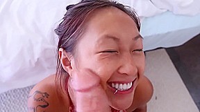 Extra Small Asian teen 18+ Gets A Massive Load On Her Face