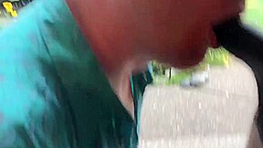 Fag sucks off a big black cock gets huge cum facial