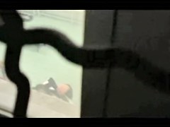 Fat wife on the shower with great shaggy boobs