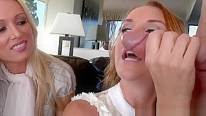 Femdom milfs in group rule cock by sucking