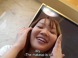 First time amateur Japanese gyaru strips clothing and makeup