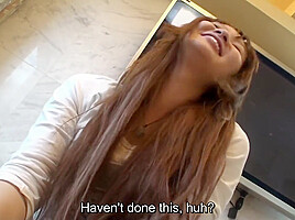 First time amateur Japanese gyaru strips clothing and makeup