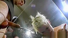 Funky Blonde Girl Hardcore Bukkake Drinks Cum And Piss