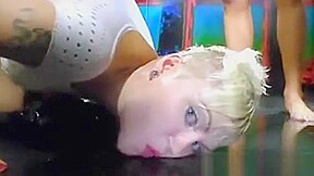 Funky Blonde Girl Hardcore Bukkake Drinks Cum And Piss