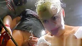 Funky Blonde Girl Hardcore Bukkake Drinks Cum And Piss