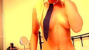 Geeky blonde has a pair of hot tits under her blouse