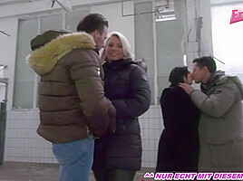 German public foursome meet and fuck amateur groupsex in lostplace