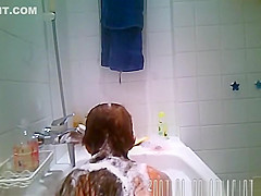 Girl having a bath