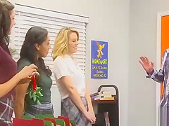 Girl serves a mature cock