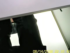 Girl shows her nude tits in the mirror of fitting room