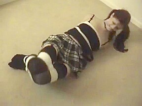 Girl tied in black socks