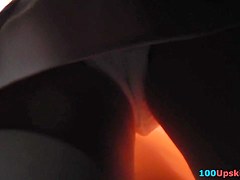 Girl with panty pad in the amateur upskirt video