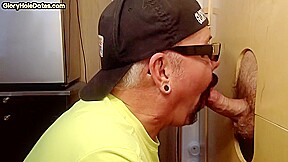 Gloryhole amateur DILF deepthroats rod in closeup oral
