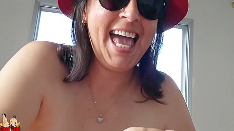 Goes Outdoor Wearing Shoes A Towel And A Hat  She Walks Naked Outside