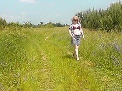 Golden Rain  Pissing Outdoors Pees Excited Milf Natural Tits