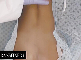 Gorgeous Trans Babe Receives Physical Exam From Busty Milf Doctor - 1