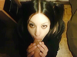 Goth Girl With Pigtails Used Fuck Mouth Deepthroat Cum Face