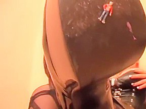 Goth giantess dominates tiny man with tits & boots