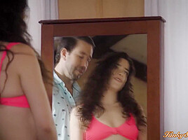 Guy letting his petite latina wife fuck their neighbor