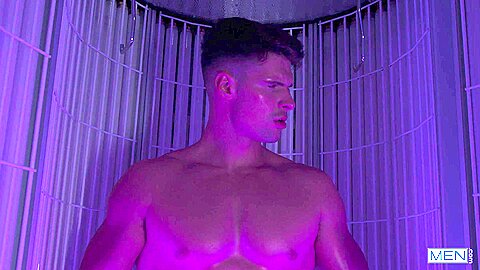 Heating Up The Tanning Salon Scene Poster on men with Malik Delgaty, Mateo Zagal