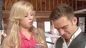 Heavenly golden-haired Alyssa Branch is sucking dick