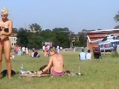 Hidden in public hot girl sunbath with small thong