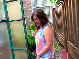 Horny American housewife playing with her pussy