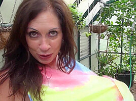 Horny American housewife playing with her pussy