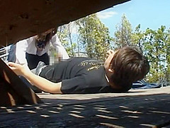Horny Asian enjoys an outdoor fuck