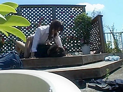 Horny Asian enjoys an outdoor fuck