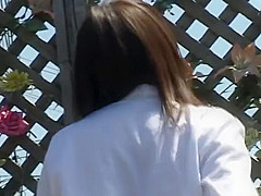 Horny Asian enjoys an outdoor fuck
