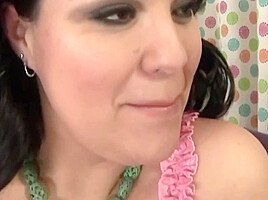 Horny Bbw Caresses Her Shaved Pussy While The Guy Drills Her With His Big Cock