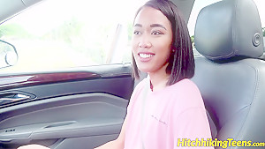 Horny thai teen 18+ Aria Skye fucks hard for a car ride