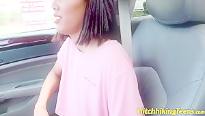 Horny thai teen 18+ Aria Skye fucks hard for a car ride