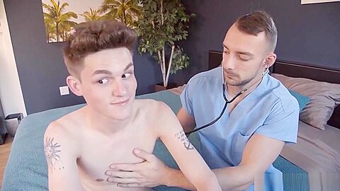 Horny twink gets a hardcore anal checkup by hot doctor