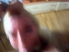 Hot Blonde Neighbor Tied Up On A Leash Deepthroats Cock Untill Shes Covered With Cum