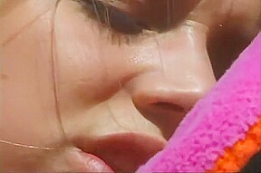 Hot Blonde Peach Takes It Poolside