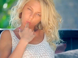 Hot Blonde teen 18+ toys with Herself