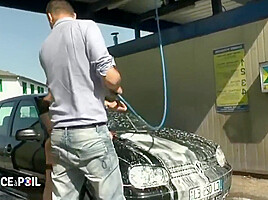 Hot Brunette Babe Fucked At Car Wash