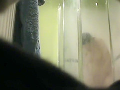 Hot Girl Spied Out Of The Shower, Drying Up And Singing