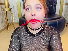 Hot Redhead Deepthroats Dildo