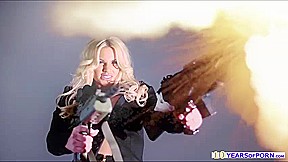 Hot and sexy officer Candy Sexton sucks a huge cock and fucks big time
