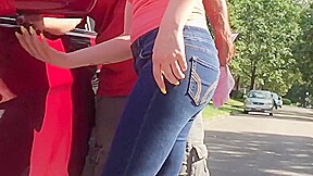 Hot blonde college girl nice ass in jeans