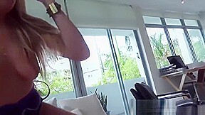 Hot blonde gives her BF a show