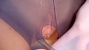 Hot blonde red spandex mask on her face