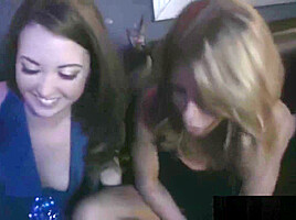 Hot brunette playing with guy in CFNM fun