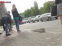 Hot g-string upskirt video of a stunning lassie