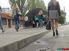 Hot g-string upskirt video of a stunning lassie
