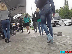 Hot g-string upskirt video of a stunning lassie