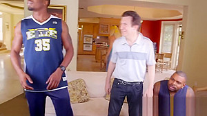 Hot milf gets banged hard by two black men during football game